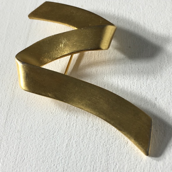 Vintage Gold Tone Zig Zag Brooch/Pin - Picture 2 of 8
